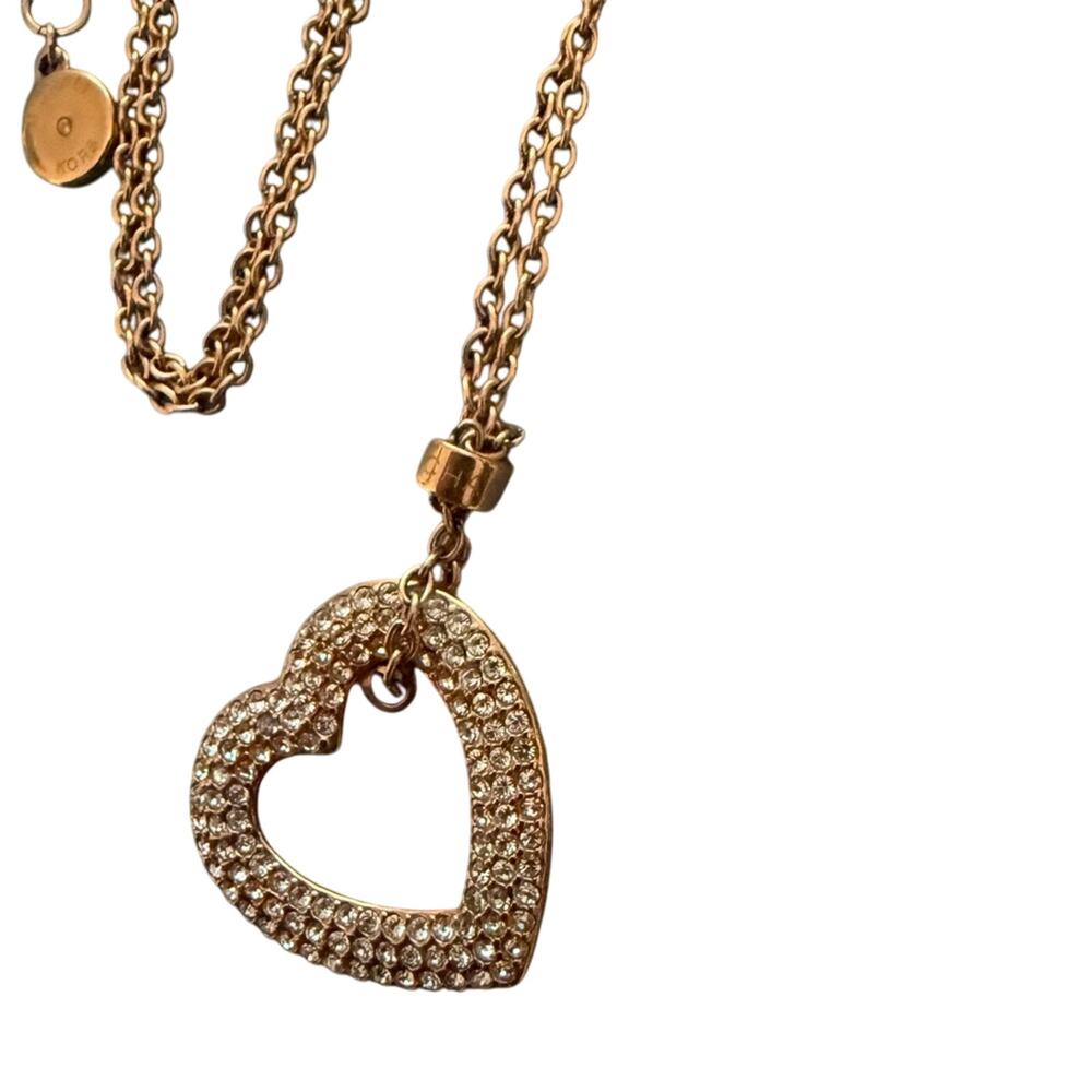 Michael Kors Rose Gold Long Heart Pendant Necklace